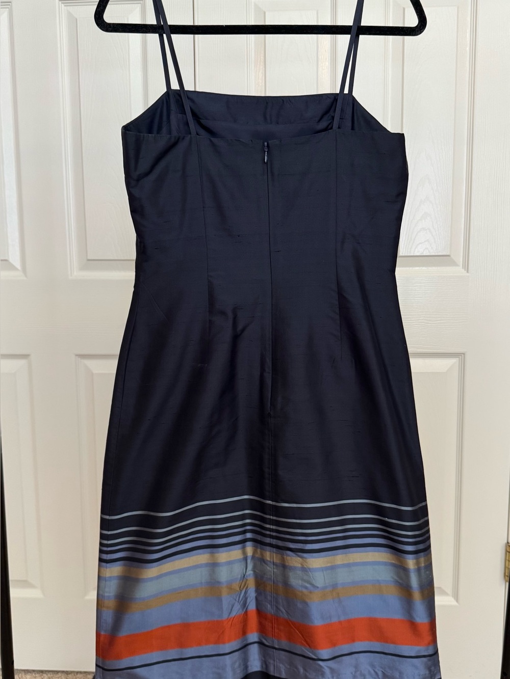 Women's Navy Striped Hem A-Line Dress